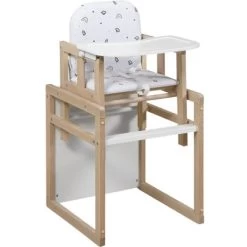 Chaise Haute 2 En 1 Tik Tak Blanche Et Bois