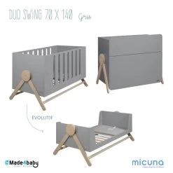 Chambre Duo Swing Avec Lit 70x140 MICUNA Gris