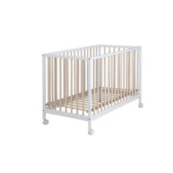 Lit Bébé à Barreaux Mountain Blanc Et Bois (60 X 120 Cm)