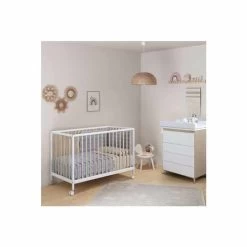 Lit Bébé à Barreaux Mountain Blanc Et Bois (60 X 120 Cm) -Magasin MICUNA lit bebe a barreaux mountain blanc et bois 60 x 120 cm 5