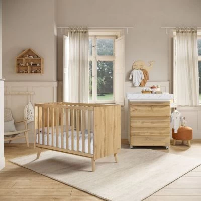 Lit Bébé évolutif Martha Finition Chêne (120 X 60 Cm) 3 Lit Bébé évolutif Martha Finition Chêne (120 X 60 Cm) – Image 3