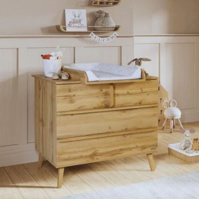 Plan à Langer Pour Commode Martha Finition Chêne Matelas Lapins 4 Plan à Langer Pour Commode Martha Finition Chêne Matelas Lapins – Image 4