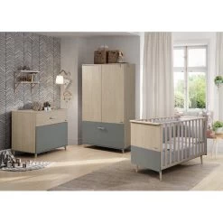 Chambre Trio Nature Avec Lit 70x140 MICUNA Waterwood Gris