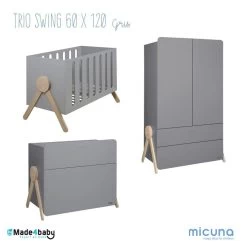 Chambre Trio Swing Avec Lit 60x120 MICUNA Gris