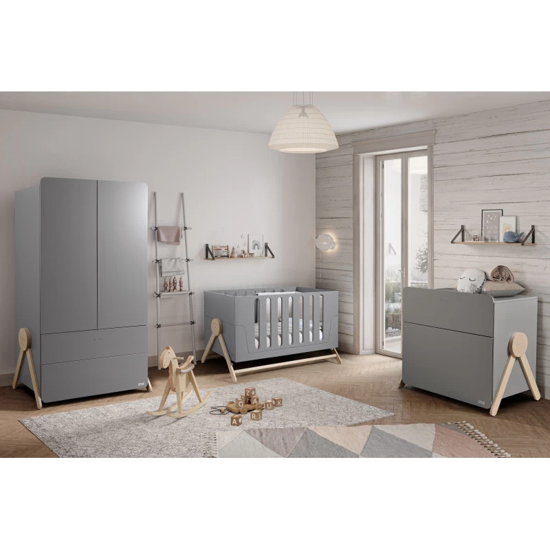 Chambre Trio Swing Avec Lit 70x140 MICUNA Gris 1 Chambre Trio Swing Avec Lit 70x140 MICUNA Gris